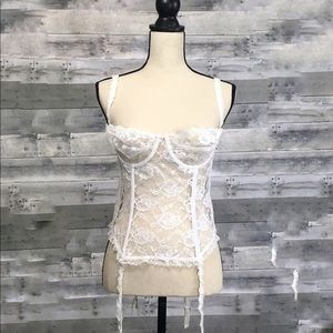White ruffle & lace corset